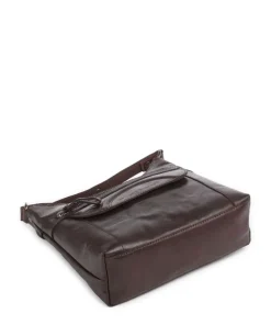 Bronco Elien Umhängetasche fein genarbtes Leder dunkelbraun