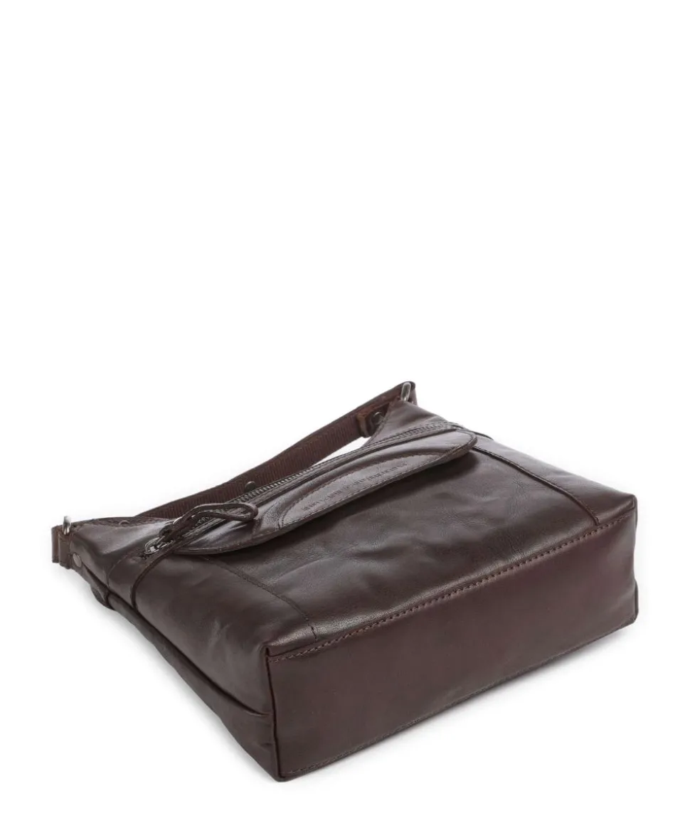 Bronco Elien Umhängetasche fein genarbtes Leder dunkelbraun