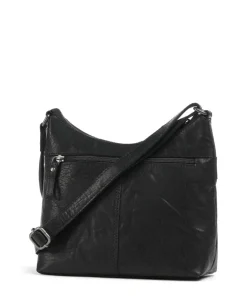 Bronco Elien Umhängetasche fein genarbtes Leder schwarz