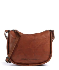 Bronco Emilie Umhängetasche genarbtes Leder braun