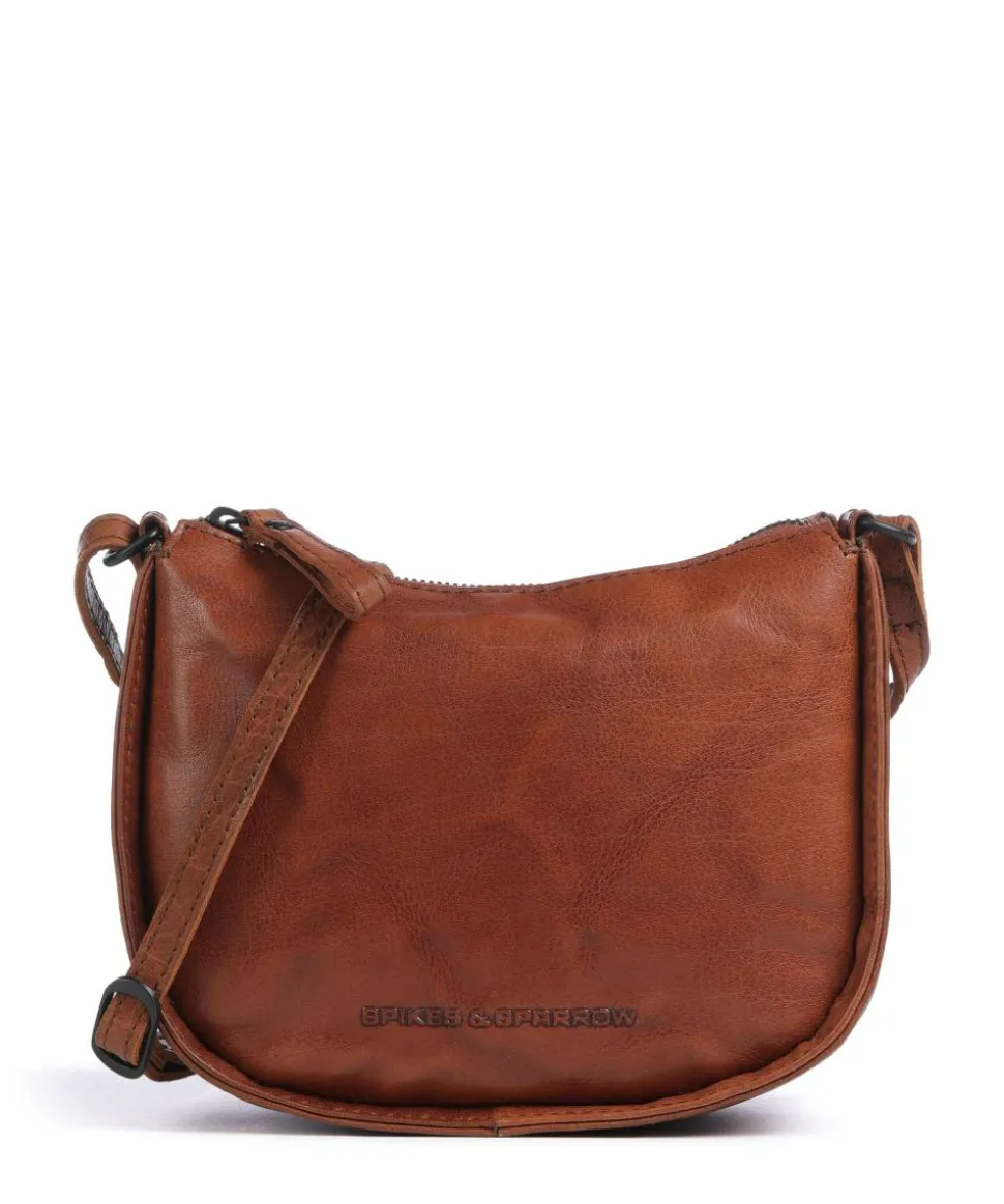 Bronco Emilie Umhängetasche genarbtes Leder braun