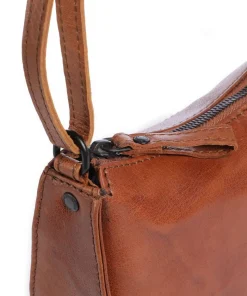 Bronco Emilie Umhängetasche genarbtes Leder braun