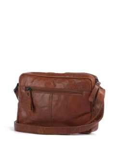 Bronco Eva Umhängetasche fein genarbtes Leder cognac