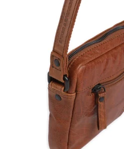 Bronco Eva Umhängetasche fein genarbtes Leder cognac