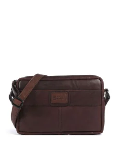 Bronco Eva Umhängetasche fein genarbtes Leder dunkelbraun
