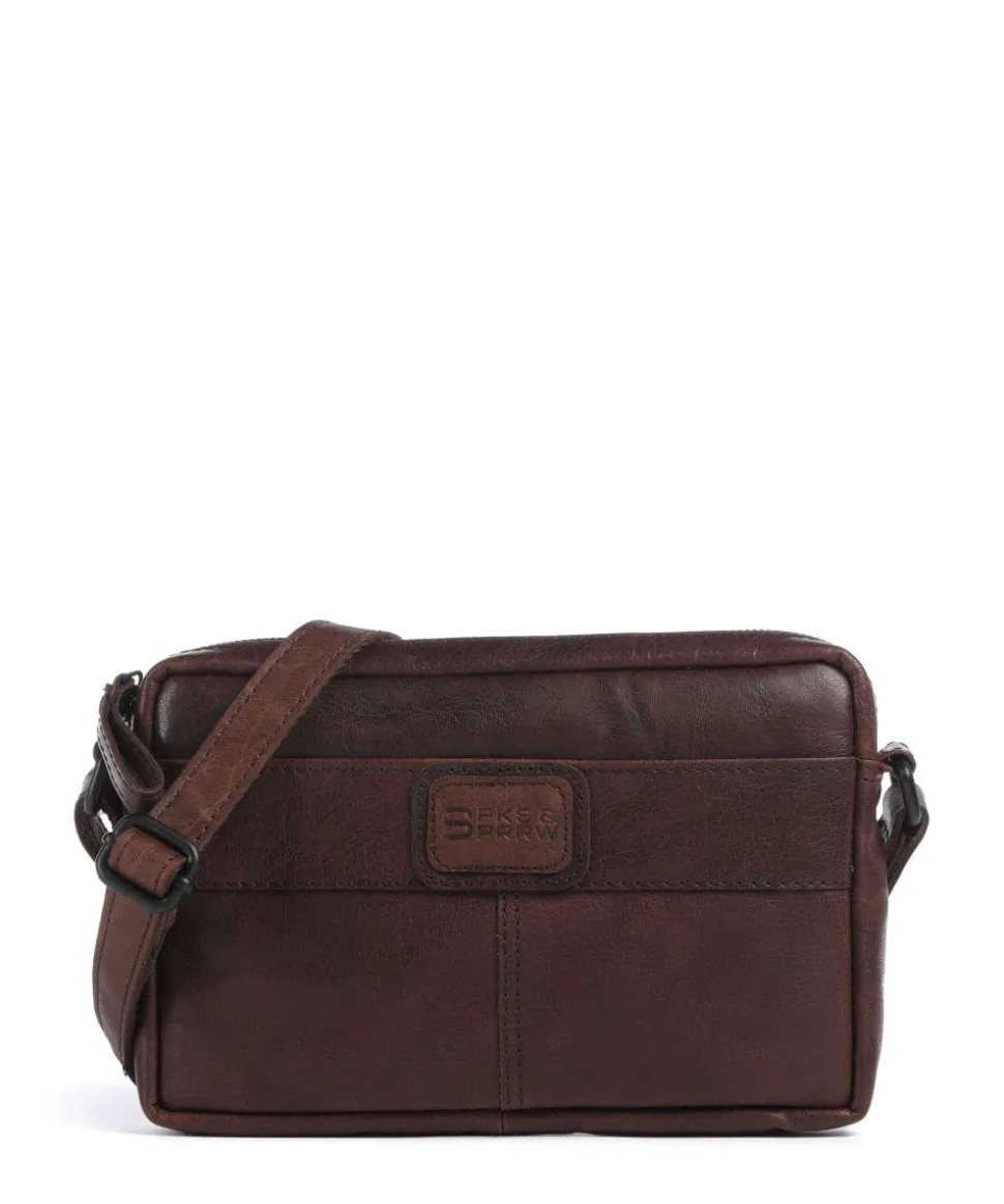 Bronco Eva Umhängetasche fein genarbtes Leder dunkelbraun