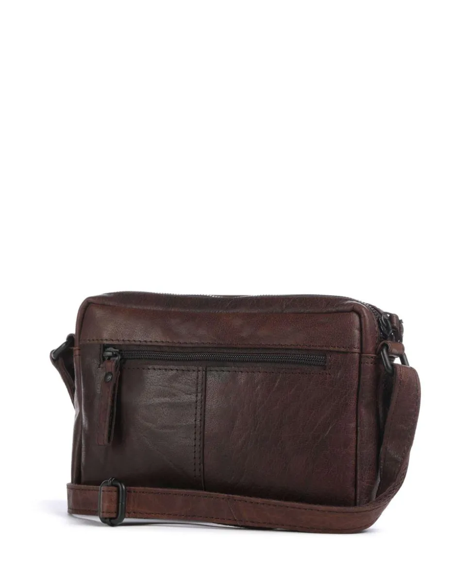 Bronco Eva Umhängetasche fein genarbtes Leder dunkelbraun