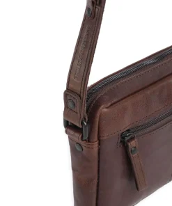 Bronco Eva Umhängetasche fein genarbtes Leder dunkelbraun