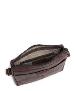 Bronco Eva Umhängetasche fein genarbtes Leder dunkelbraun