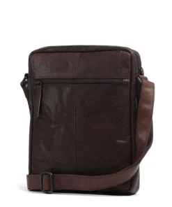 Bronco Jayed Umhängetasche 13″ genarbtes Leder dunkelbraun