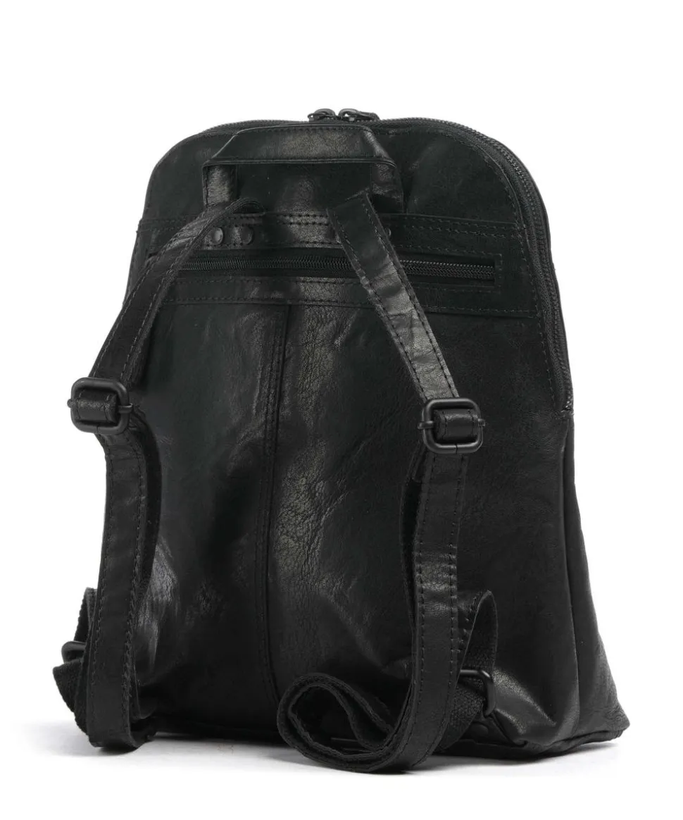 Bronco Jessicca Rucksack fein genarbtes Leder schwarz
