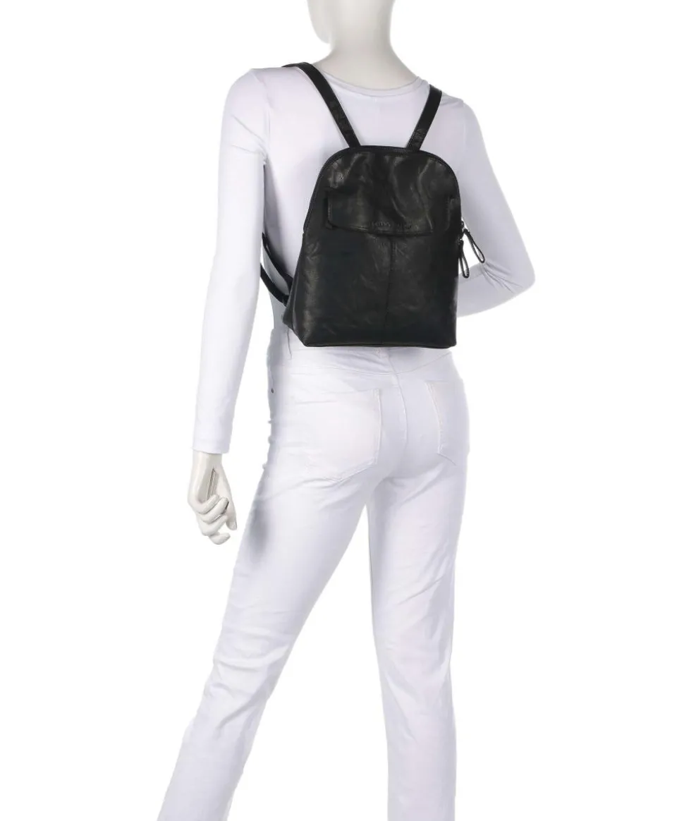 Bronco Jessicca Rucksack fein genarbtes Leder schwarz