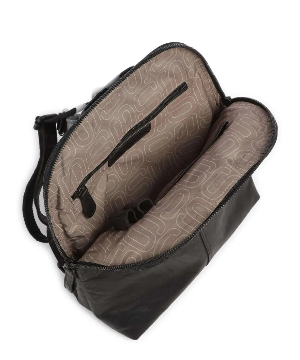 Bronco Jessicca Rucksack fein genarbtes Leder schwarz