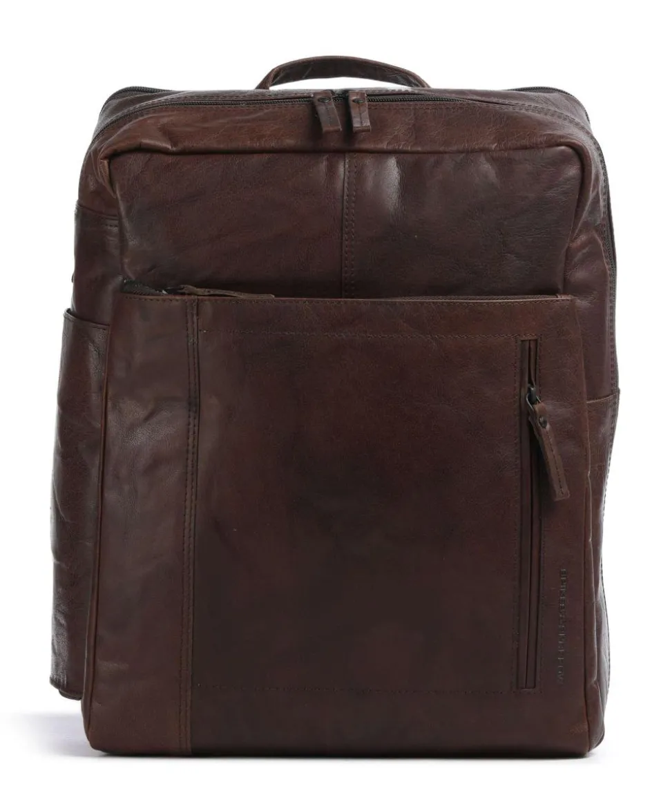 Bronco Jonathan Rucksack fein genarbtes Leder dunkelbraun