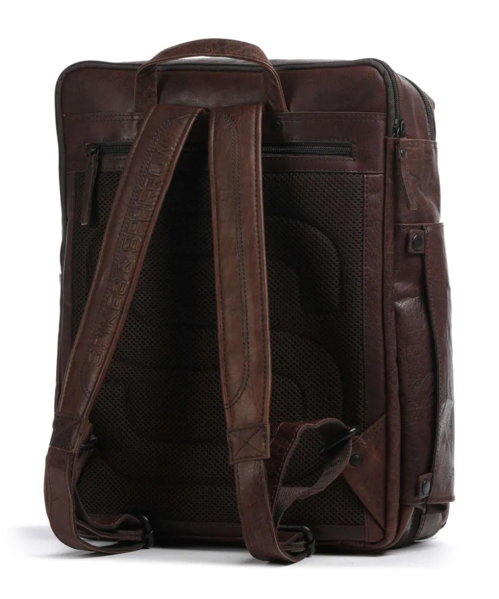 Bronco Jonathan Rucksack fein genarbtes Leder dunkelbraun