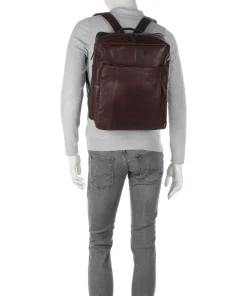 Bronco Jonathan Rucksack fein genarbtes Leder dunkelbraun