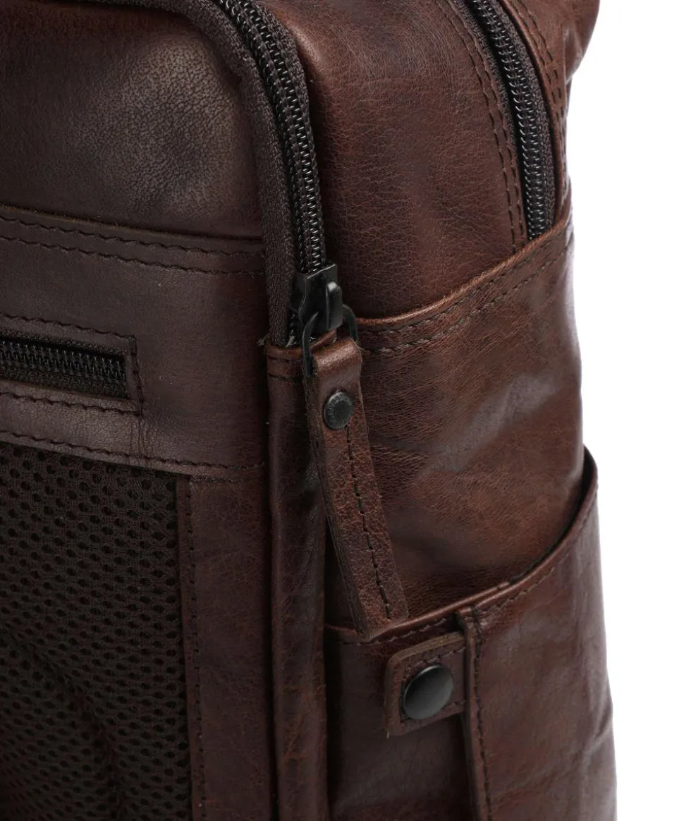 Bronco Jonathan Rucksack fein genarbtes Leder dunkelbraun