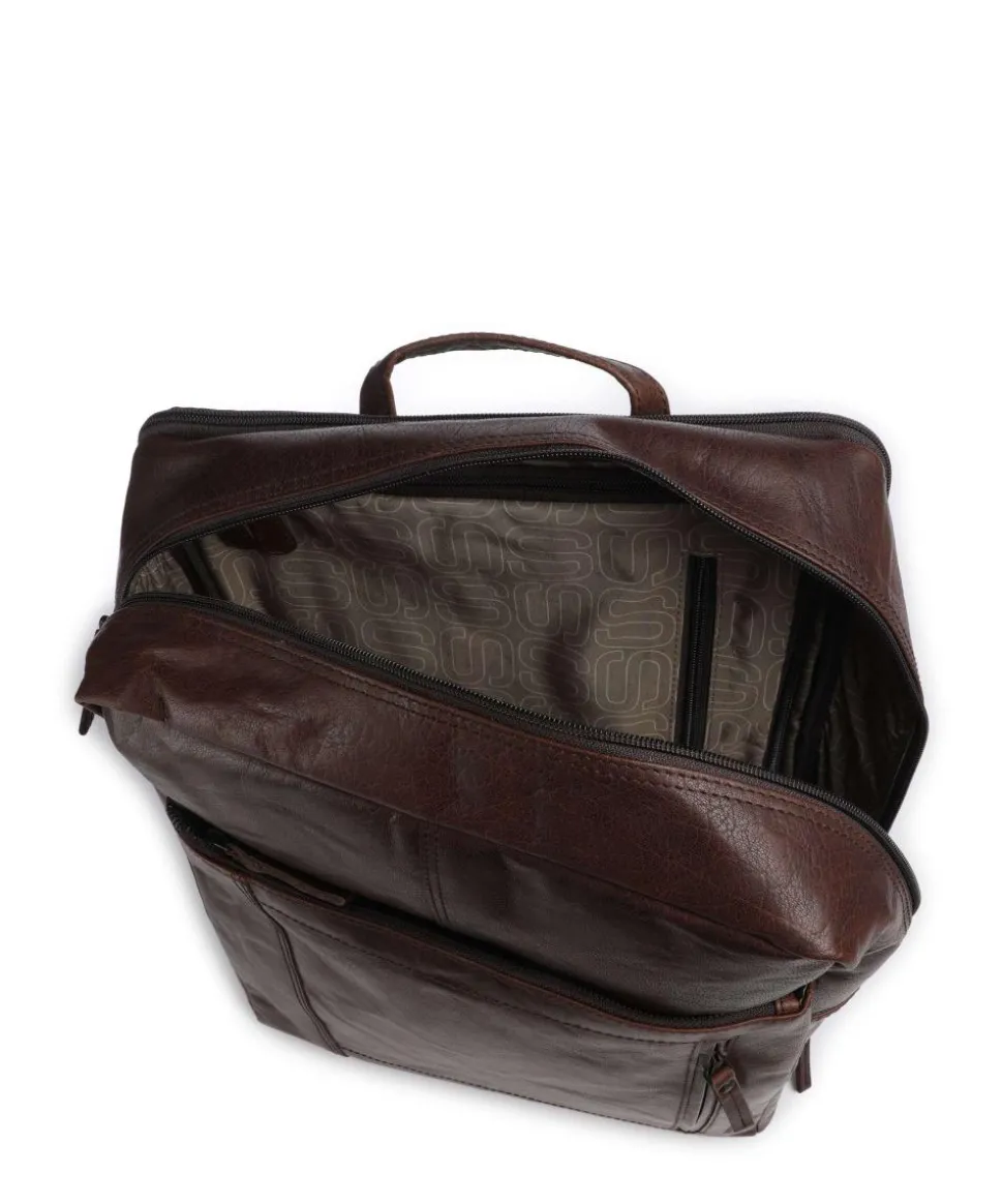 Bronco Jonathan Rucksack fein genarbtes Leder dunkelbraun