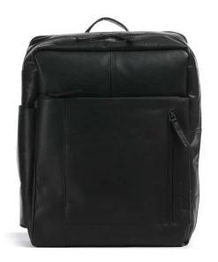 Bronco Jonathan Rucksack fein genarbtes Leder schwarz