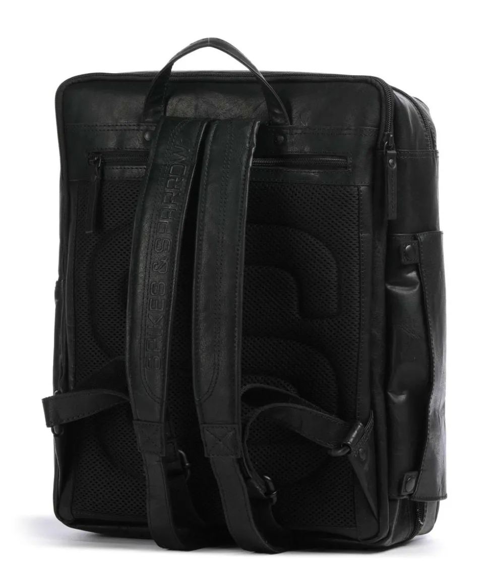 Bronco Jonathan Rucksack fein genarbtes Leder schwarz