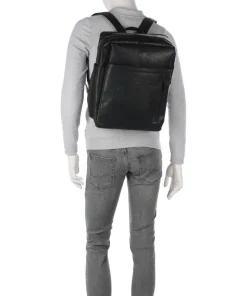Bronco Jonathan Rucksack fein genarbtes Leder schwarz