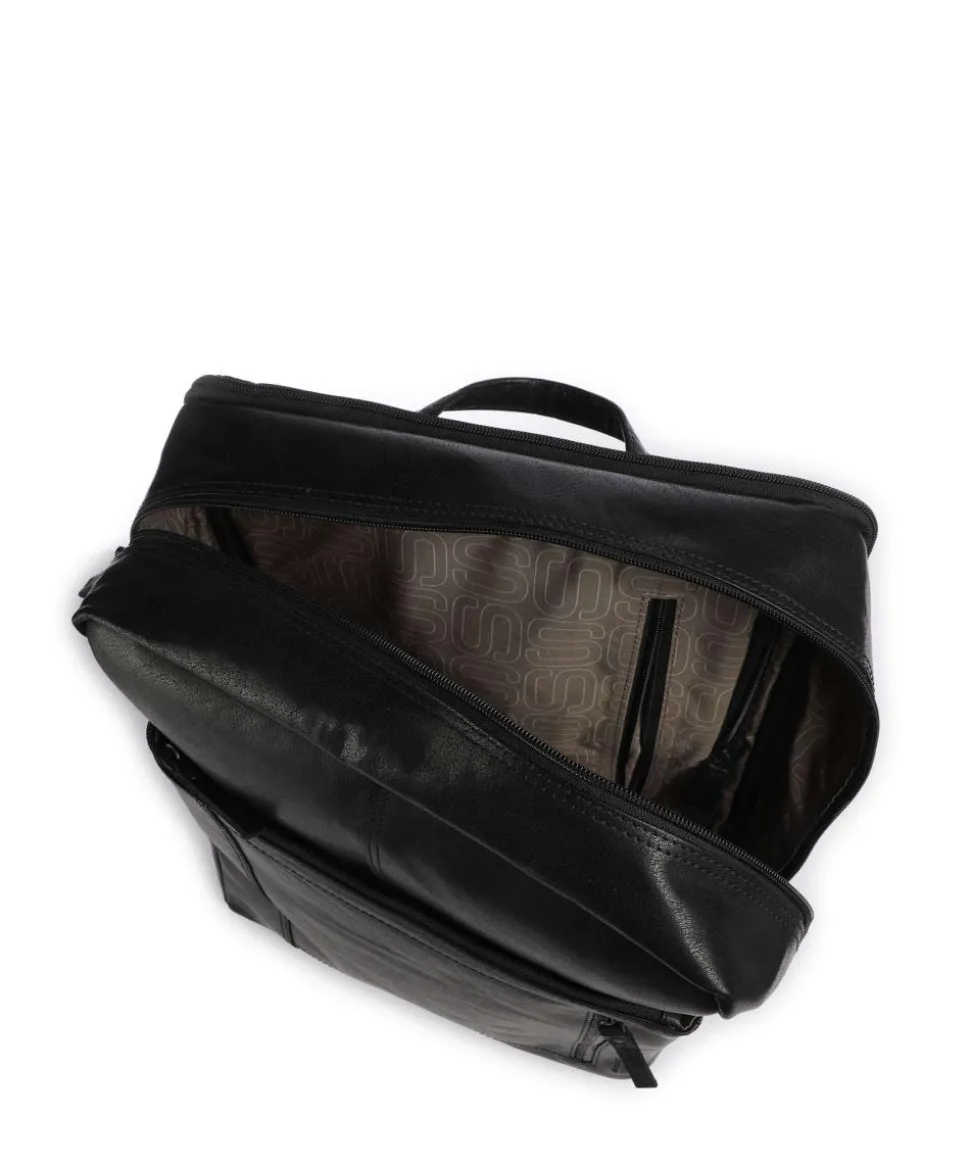 Bronco Jonathan Rucksack fein genarbtes Leder schwarz