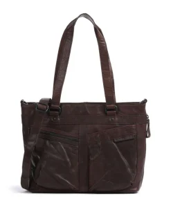 Bronco José Schultertasche 13″ genarbtes Leder dunkelbraun