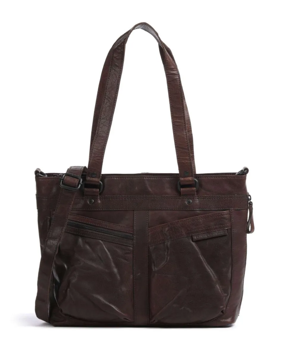 Bronco José Schultertasche 13″ genarbtes Leder dunkelbraun