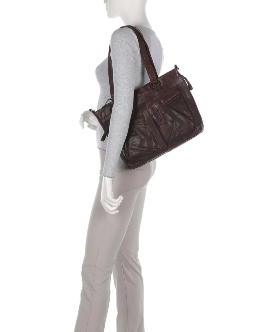Bronco José Schultertasche 13″ genarbtes Leder dunkelbraun