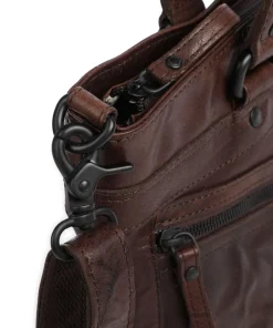 Bronco José Schultertasche 13″ genarbtes Leder dunkelbraun