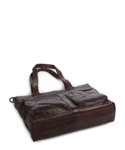 Bronco José Schultertasche 13″ genarbtes Leder dunkelbraun