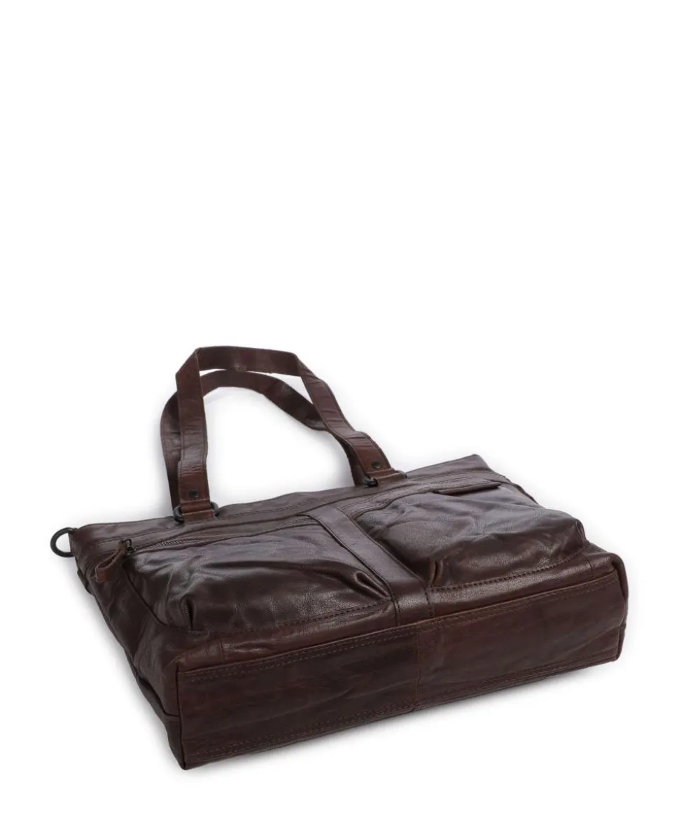 Bronco José Schultertasche 13″ genarbtes Leder dunkelbraun