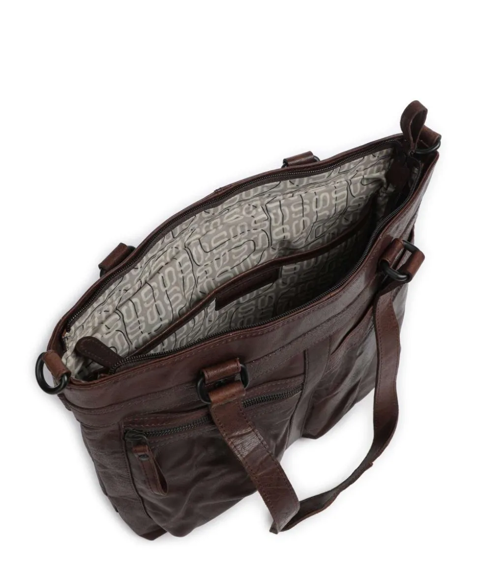 Bronco José Schultertasche 13″ genarbtes Leder dunkelbraun