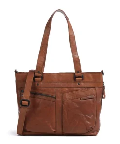 Bronco José Schultertasche 13″ genarbtes Leder braun