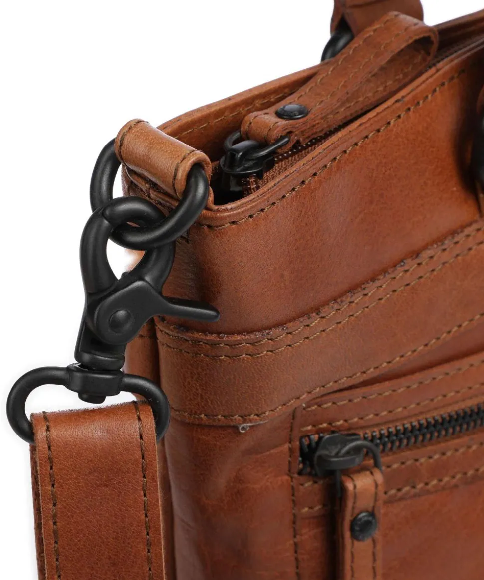 Bronco José Schultertasche 13″ genarbtes Leder braun