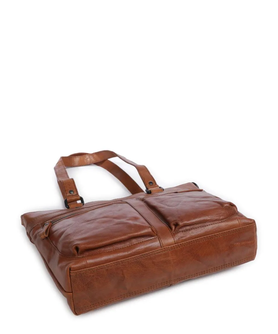 Bronco José Schultertasche 13″ genarbtes Leder braun