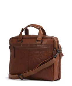 Bronco Kharter Laptoptasche 15″ genarbtes Leder braun