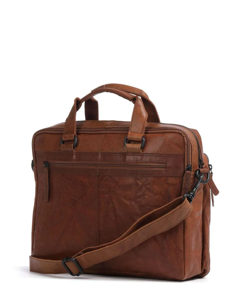 Bronco Kharter Laptoptasche 15″ genarbtes Leder braun