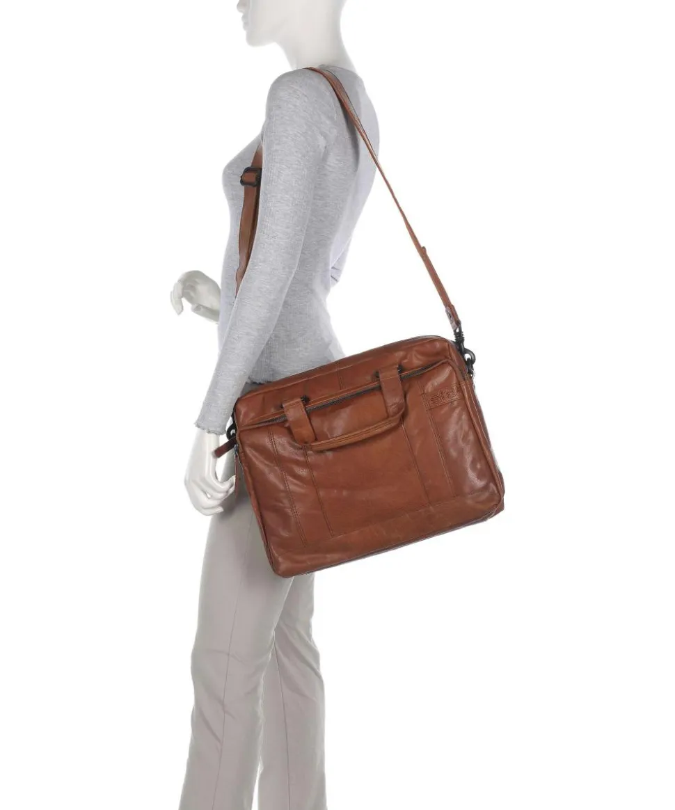 Bronco Kharter Laptoptasche 15″ genarbtes Leder braun