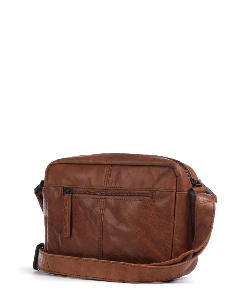 Bronco Kyrillos Umhängetasche genarbtes Leder braun