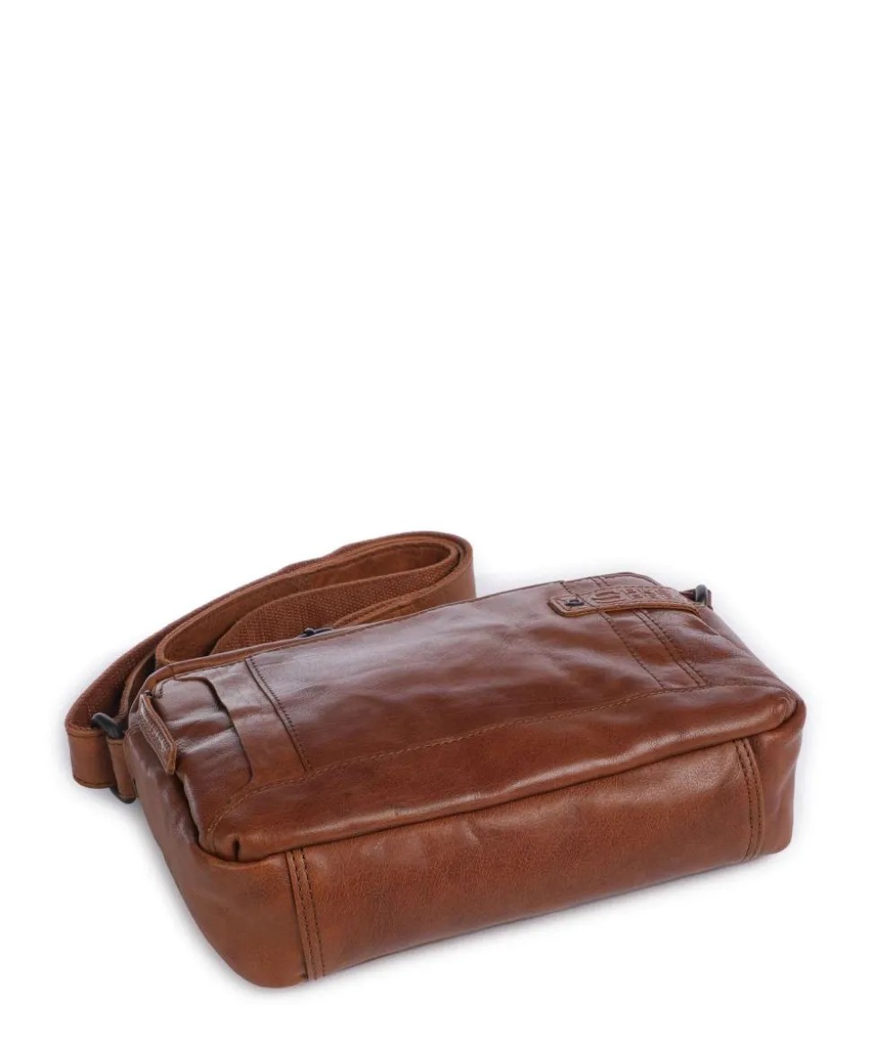 Bronco Kyrillos Umhängetasche genarbtes Leder braun