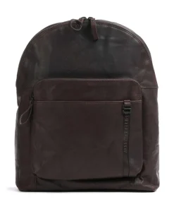 Bronco Laptop-Rucksack 15″ genarbtes Leder dunkelbraun
