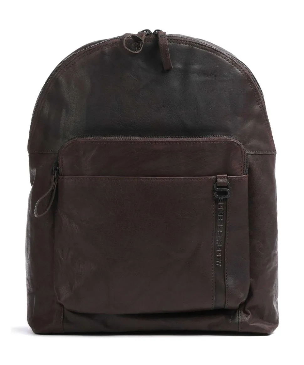 Bronco Laptop-Rucksack 15″ genarbtes Leder dunkelbraun