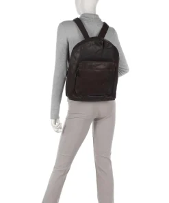 Bronco Laptop-Rucksack 15″ genarbtes Leder dunkelbraun