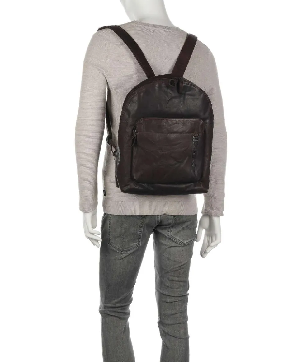 Bronco Laptop-Rucksack 15″ genarbtes Leder dunkelbraun