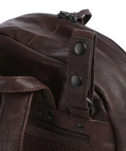 Bronco Laptop-Rucksack 15″ genarbtes Leder dunkelbraun