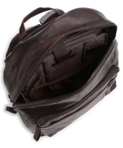 Bronco Laptop-Rucksack 15″ genarbtes Leder dunkelbraun