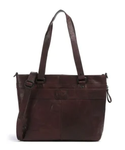 Bronco Lavendar Shopper 13″ fein genarbtes Leder dunkelbraun
