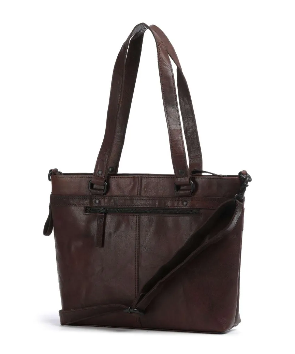 Bronco Lavendar Shopper 13″ fein genarbtes Leder dunkelbraun