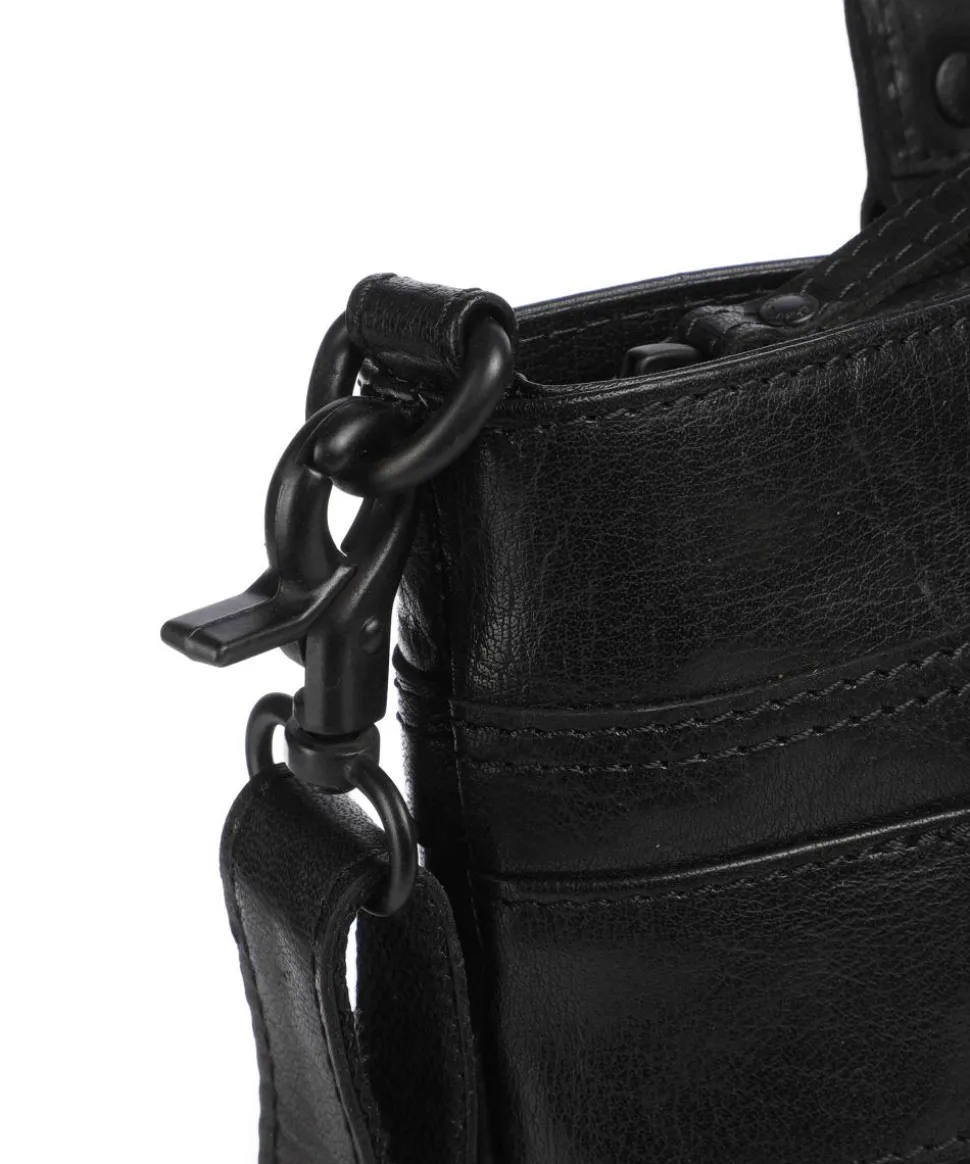 Bronco Lavendar Shopper 13″ fein genarbtes Leder schwarz